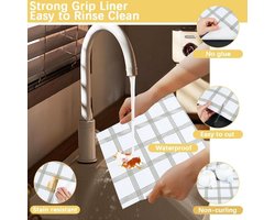 Allecto Plus - Antislip Keukenplank Liner Kast Liners PVC Waterdichte Matten voor Dressoir - Zwart Strepen - 11,8 inch x 19,68 ft