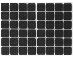 Allecto Plus - Antislipvullingen 48 stuks vierkant zwart hardrubber anti-slip voetjes voor kasten Kleine huishoudelijke apparaten Elektronica Fotolijsten Meubellades Kasten