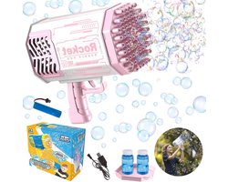 Allecto Plus - Automatisch bellenblaaspistool met 100 ml zeepbellen voor feesten - Roze, voor volwassenen en kinderen, binnen en buiten