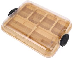 Allecto plus - Bamboe Houten Snijplank met Deksel, Kaasplank, 6 Compartimenten | Snacklade voor Elke Gelegenheid | Veganistisch Platter - Huisverwarming, Bruiloft
