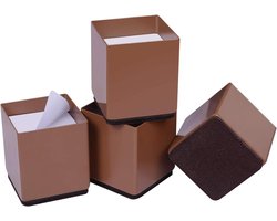 Allecto plus - Bedverhogers voor Bank en Tafel - Verhogen Meubilair 1,98 inch - Sterke Ondersteuning - Set van 4 - Bruin, Vierkant - Vloerbescherming