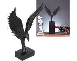 Allecto plus - Beeldje van een adelaar voor thuisdecoratie in zwart - Adelaar sculptuur met engelenvleugels voor desktop ornamenten in keuken, woonkamer en veranda