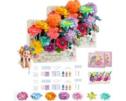 Allecto Plus - Bloemen Knutselset Fantasie Knutselartikelen - Kinderspeelgoed Bloemen Knutselen - DIY Knutselpakket Papier Ambacht (2 Sets)