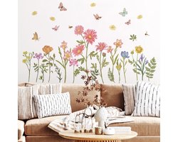 Allecto plus - Bloemen Muurstickers - Wildflower Thema - Meisjes Slaapkamer - Decoratie voor Baby Kwekerij - Badkamer - 75 Characters.