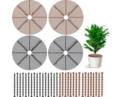 Allecto plus - Bodembescherming voor plantenpotten - Set van 4 - Veiligheid voor kinderen en huisdieren - Tuinhoes - 30 cm diameter - Bruin en zwart