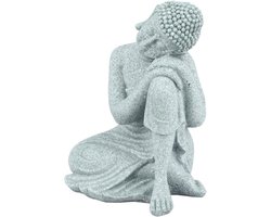 Allecto plus - Boeddha Sculptuur voor Thuiskantoor en Woonkamer - Meditatiebeeld Zittende Boeddha Zen Tuin Ornament - Contemplatieve Boeddha - Beeldje voor Tafelblad
