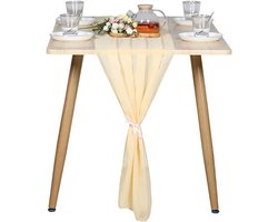 Allecto Plus - Chiffon tafelloper 70 x 300 cm voor bruiloft en banket - Champagne geel met voile sheer stof