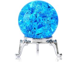 Allecto plus - Crystal Ice Cracked Ball Presse-papier 40mm blauw glazen bol kristal fengshui decoratie voor huis kantoor aquaria.