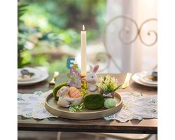 Allecto plus - Decoratief houten dienblad goudkleurig, 31 cm - Rustiek design - Landelijke woondecoratie & kaarshouder voor woonkamer, poef en keuken - Salontafel accessoire