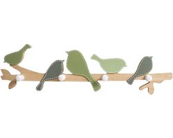 Allecto plus - Decoratieve houten wandhaak met 4 haken voor jassen, sleutels, kleding - Vogels op tak ontwerp - Handig en stijlvol - Houten kapstok met vogeldecoratie