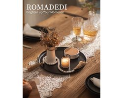 Allecto plus - Decoratieve lade zwart rond 32cm - metalen dienblad voor keuken bars salontafel - kaars lade middenstuk - aanrecht organisator - woondecoratie display