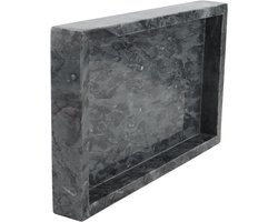Allecto Plus - Dienblad van natuurlijke grijze marmeren steen - Decoratief marmeren salontafel dienblad - Opberglade voor badkamer - 30x20 cm