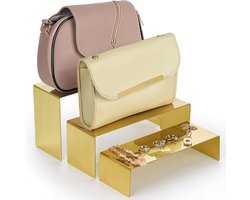 Allecto Plus - Display stand met gouden coating - 3-laagse handtassen en sieraden display - Schoenen en cake etagères voor winkeldisplay