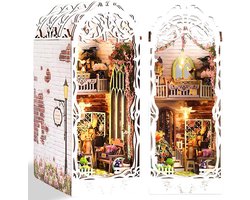 Allecto plus - DIY Book Nook miniatuur huis - houten boekenkast puzzel met ledlicht - decoratief handwerk - cadeaus voor tieners en volwassenen