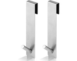 Allecto plus - Douchehaken zonder boren voor badjassen en handdoeken - Set van 2 stuks - Geschikt voor glazen douchedeuren (178 cm/zilver)