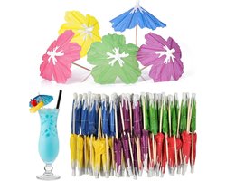 Allecto Plus - Drankparaplu cocktaildecoratie voor tropische bars - Feestdecoraties Hawaiiaans strand-zwembad - Papieren miniparasol tandenstokers