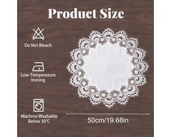Allecto Plus - Elegante Tafeldecoratie - Wit Kant - Ronde Doily Tafelkleed - Geïsoleerde Placemat - Tafel Topper - Thuisdecoratie - Dresser Decoratie - Eettafel Accessoire - 45 cm Diameter