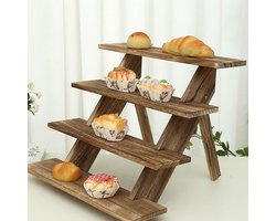 Allecto Plus - Etagère voor fruitcake en taarten - 4-traps houten standaard voor tentoonstellingen - Herbruikbaar display voor bruiloften, verjaardagen en feesten - Cupcake organizer