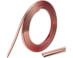 Allecto plus - Flexibele zelfklevende hoekkitstrips in roségoud voor decoratieve tegelrand, kwartronde vorm, 3 m, voor spiegel, meubels, aanrecht, tafels, kast