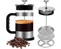 Allecto Plus - French Press Koffiezetapparaat 1000 Ml Glazen Koffiepers Theepot Draagbaar Cadeau - Drievoudig Filter - Reis - Thee/Koffie