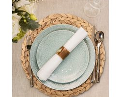 Allecto Plus - Geweven natuurlijke ronde placemats van 30 cm - Handgemaakt en antislip voor tafel, pot en pan - Waterhyacint - Keukenaccessoire met elegante uitstraling