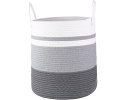 Allecto Plus - Geweven opbergmand voor speelgoed en kleding | Opvouwbaar | Katoenen touw | 39cm | Deken opbergmand voor woonkamer