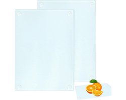 Allecto Plus - Glazen snijbord 2 stuks met antislip siliconen voeten - Getemperd - Koken bakken - Groentebereiding in de keuken - 28 x 20 cm