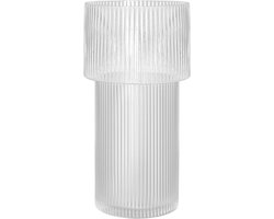 Allecto Plus - Glazen Vaas Winter Shore - Transparante Vaas voor Bloemen - Tafeldecoratie voor Eettafel Woonkamer - Brede Opening voor Bloemstuk Planten Pampasgras - 29cm Hoog
