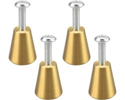 Allecto Plus - Gouden messing ladeknoppen 4 stuks met schroeven - Meubelknoppen voor kledingkast en ladekast - Decoratieve meubelknoppen voor badkamer - Diameter van 20 mm