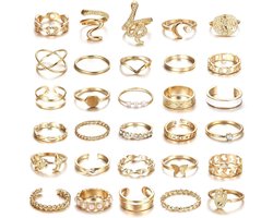 Allecto Plus - Gouden Vintage Knokkelringen - Boho Stijl - Vlinder Slang Design - Stapelbare Vingerringen - Dames - Meisjes - Zilver - Midi-ringen - Sieraden - Mode - Accessoires