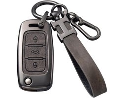 Allecto plus - Grijze Autosleutelhanger Cover voor Volkswagen Polo Golf - Beschermhoes voor Flip Key - Compatibel met diverse modellen - 3 Knoppen - Zinklegering - Auto Sleutelaccessoire