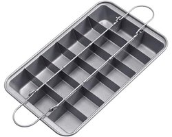 Allecto plus - Grijze Brownie Tray Mold met verdelers - 18-rooster rechthoekige taartvorm voor oven bakken.