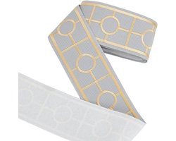 Allecto Plus - Grijze Polyester Band van 2 yards voor Naaien - 55 cm Breed - Geweven Rand - Vintage Borden Stof met Jacquard Patroon.