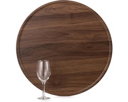 Allecto Plus - Groot Ottomaans dienblad van walnootfineer hout - Decoratieve salontafel lade - Rustiek cirkelvormig dienblad - Grote charcuterie plank - Boerderij woondecoratie - 45 cm - Voor woonkamer.