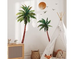 Allecto plus - Grote tropische boom planten muurstickers voor slaapkamer en woonkamer - Boho palmboom muur kunst deco met schil en plak - Decoratie voor kinderkamer