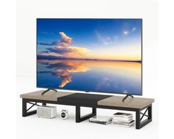 Allecto Plus - Grote tv-verhoger voor 32-60 inch tv - TV tafelblad standaard met opslag - Stalen poten - Bureau dubbel scherm standaard - Riser tv-verhoger - Voor thuis, slaapkamer, woonkamer