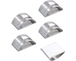 Allecto Plus - Handdoekhanger Zonder Boren Set van 5 Zelfklevende Metalen Handdoekrekken RVS Keuken Theedoekhaak Handdoekhouder voor Badkamer Keukenkast