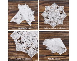 Allecto Plus - Handgemaakte Kanten Onderzetters - Ronde Kant Placemats - Polyester - Eettafelkleedje - Decoratie voor Keuken en Dressoirs.