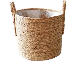 Allecto Plus - Handgeweven Zeegras Plantenbak Mand met Waterdichte Voering - Diameter 20 cm/25 cm/30 cm - Balkon en Woondecoratie