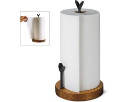 Allecto plus - Handige Boerderij Papieren Handdoekhouder voor Keuken Aanrecht, Eenvoudig Eenhandige Tear, Houten Stand, Eettafel Accessoire.