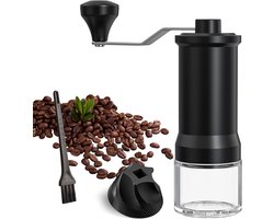 Allecto Plus - Handkoffiemolen met keramische kegelmolen - 30 maalgraadinstellingen - zwart - voor espresso en Franse pers