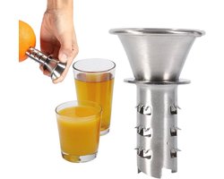 Allecto Plus - Handmatige citruspers en sapcentrifuge voor citrusvruchten | Roestvrij stalen keukengereedschap met schenktuit | Oranje en limoen | Vers geperst fruitsap | Gezond en lekker