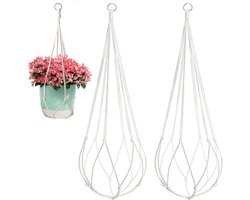 Allecto plus - Hanglampen set voor kamerplanten, macramé bloempotten, katoen, boho-decoratie, binnen en buiten, tuin, woonkamer, balkon, raam, beige.