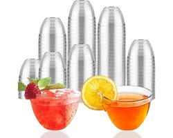Allecto plus - Herbruikbare dessert cup set van 100 stuks, transparante glazen met vierkante vorm voor pudding, schuim, ijs, verjaardag, bruiloft.
