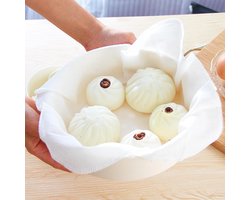 Allecto Plus - Herbruikbare Dim Sum Stoommatten van Katoen - 8 stuks voor Stoompan - Anti-aanbaklaag - Stoompan Accessoires