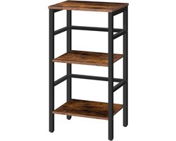 Allecto Plus - Hoge bijzettafel 3-laags plantenstandaard en boekenplank - Industrieel design - 40 x 30 x 81 cm - Geschikt voor woonkamer, slaapkamer, thuiskantoor en keuken - Rustieke uitstraling