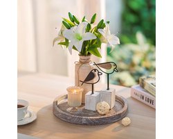 Allecto Plus - Houten dienblad rond 30 cm - landhuisstijl decoratie voor salontafel en woonkamer