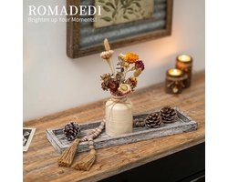 Allecto Plus - Houten dienblad voor kaarsendisplay - Decoratieve lade voor woondecoratie - Rechthoekig design - Geschikt voor tafel middenstuk - Ideaal voor eetkamer, woonkamer en slaapkamer - Perfect voor koffiebar decoratie.