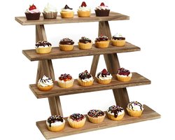 Allecto Plus - Houten Etagère Cupcake & Cake Stand Rustieke Party Decoratie - Kruiden Plant Dessert Parfum Display Stand - 4 Tier