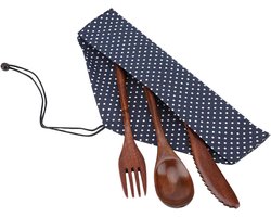 Allecto plus - Houten Keukenservies Set van Lepels en Vorken | Houten Diner Serviesgoed | Duurzame Keukentoebehoren